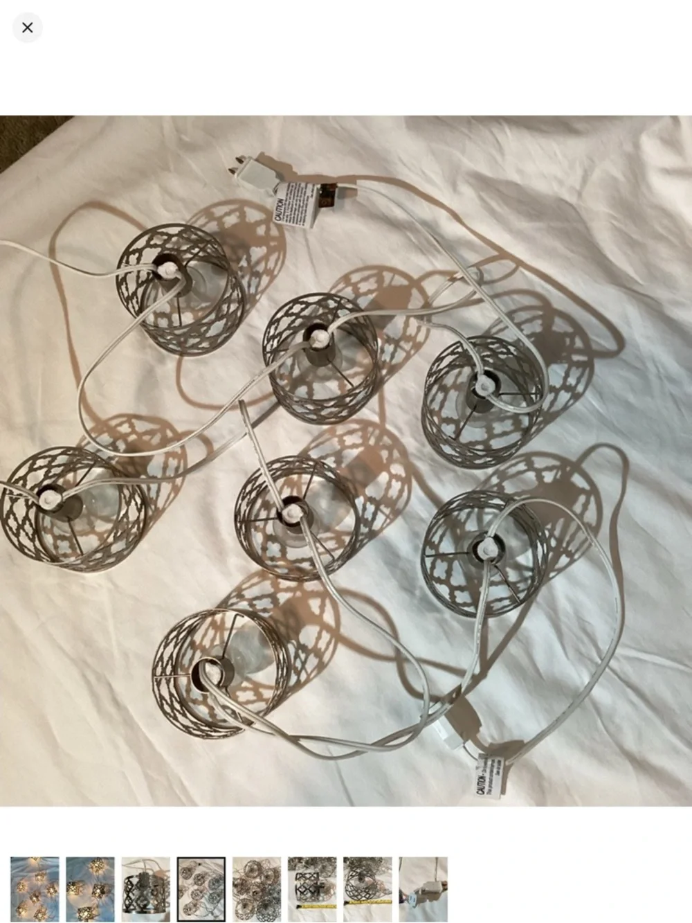 Lantern String Lights , 7 Silver metal decorative lanterns, indoor use - Picture 4 of 8